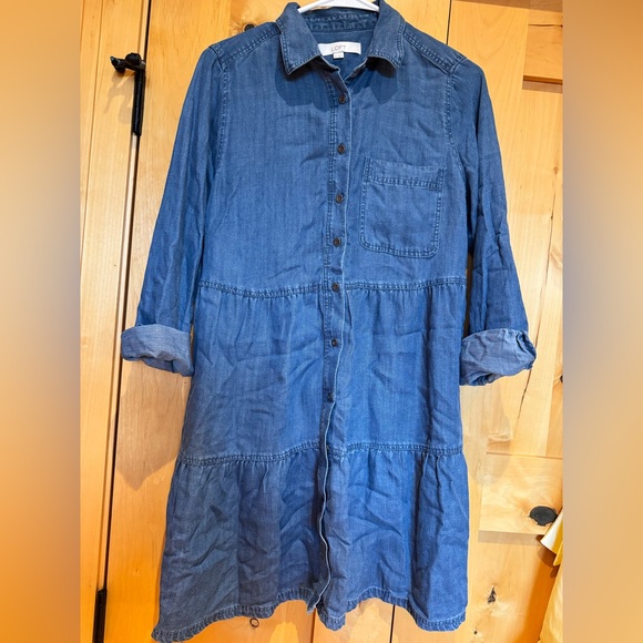 LOFT Long Sleeve Denim Blue Dress - Picture 1 of 2